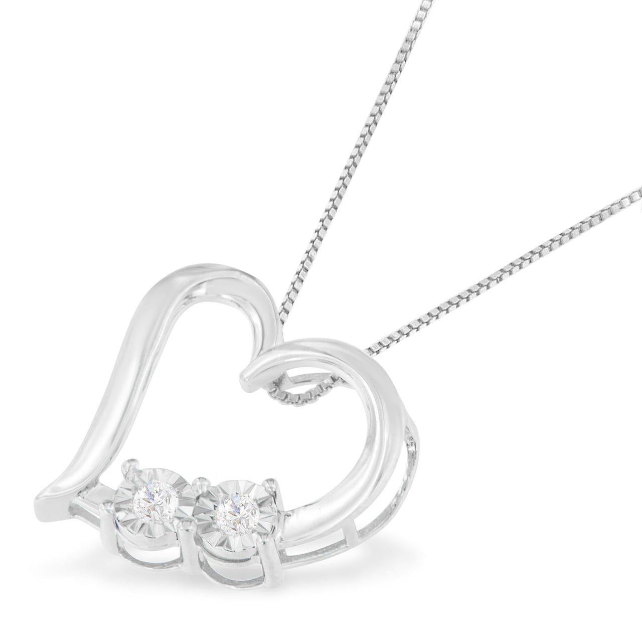 .925 Sterling Silver 1/10 cttw Diamond Heart Pendant Necklace (I-J, I3)