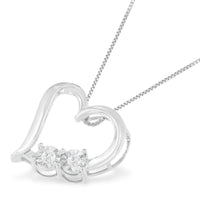 .925 Sterling Silver 1/10 cttw Diamond Heart Pendant Necklace (I-J, I3)
