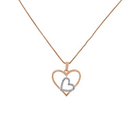 Two Tone .925 Sterling Silver 1/4 cttw Diamond Double Heart Pendant Necklace (I-J, I3)