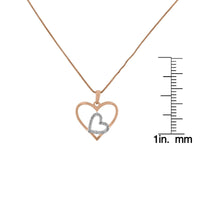 Two Tone .925 Sterling Silver 1/4 cttw Diamond Double Heart Pendant Necklace (I-J, I3)