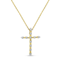 14K Yellow Gold Plated .925 Sterling Silver Miracle Set Diamond Accent Cross 18