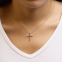 14K Yellow Gold Plated .925 Sterling Silver Miracle Set Diamond Accent Cross 18