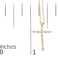 10K Yellow Gold Plated .925 Sterling Silver Miracle Set Diamond Accent Cross 18