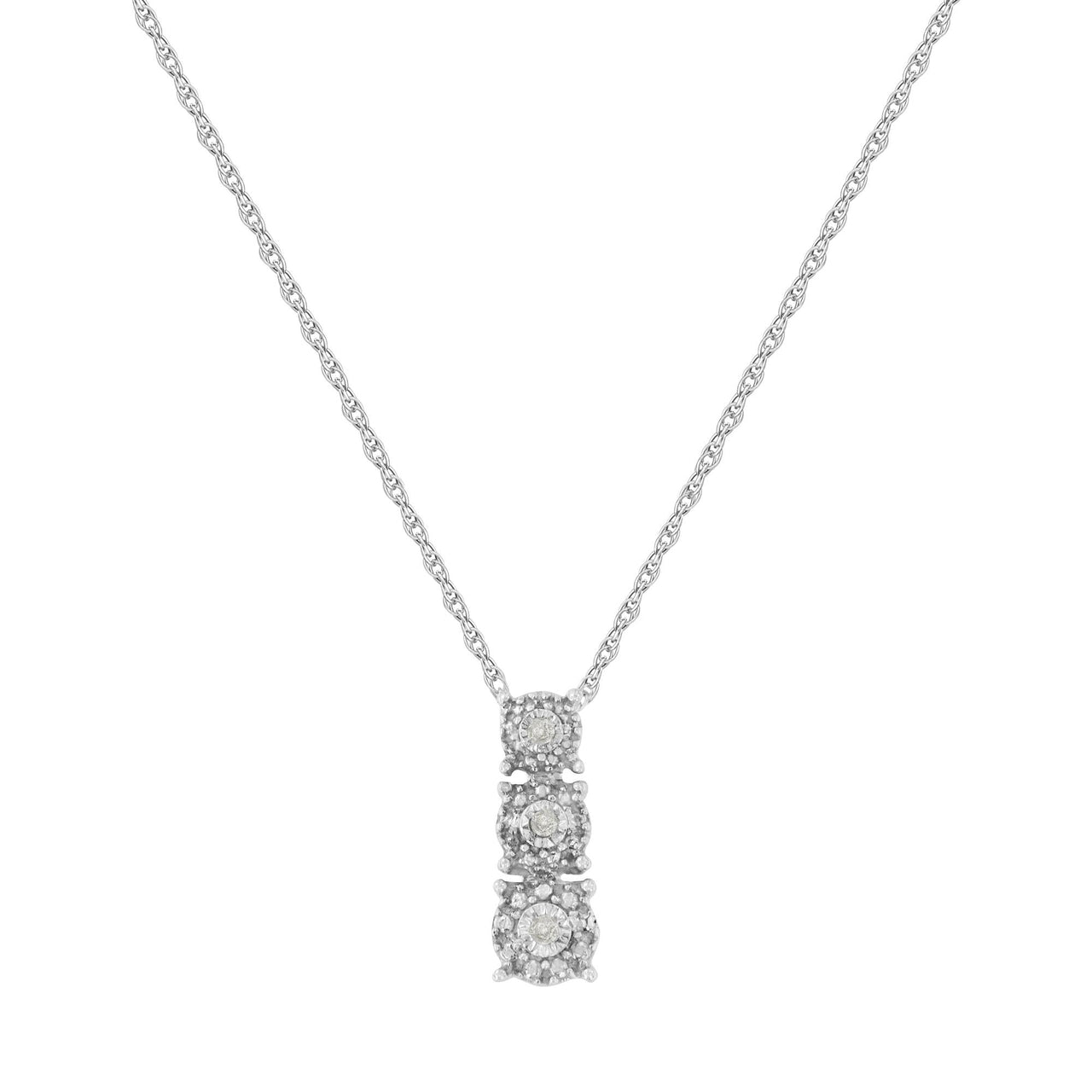 .925 Sterling Silver Diamond Accented Three Circle Frame 18" Pendant Necklace (I-J Color, I2-I3 Clarity)