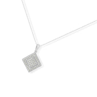 .925 Sterling Silver 1/3 cttw Diamond Rhombus Shaped 18