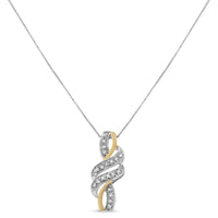 14K Yellow Gold Plated .925 Sterling Silver Round-Cut Diamond Accent Cross Bypass 18