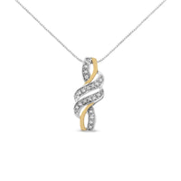 14K Yellow Gold Plated .925 Sterling Silver Round-Cut Diamond Accent Cross Bypass 18