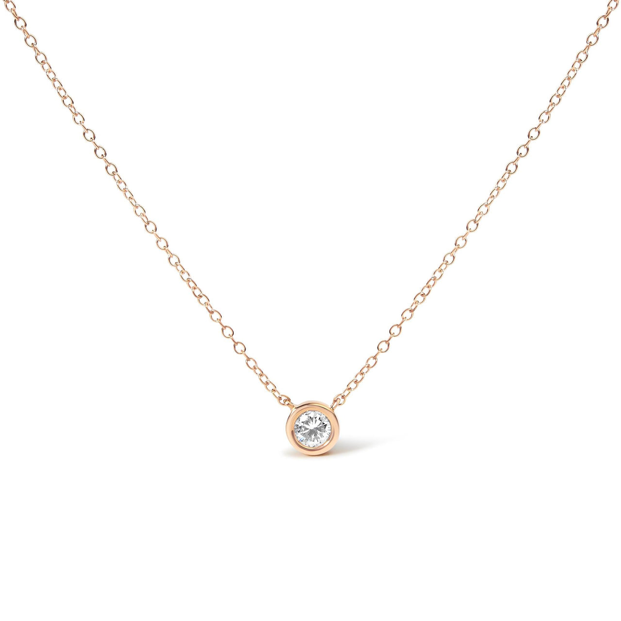 Sterling Silver Bezel-Set Diamond Solitaire Pendant Necklace (1/3 cttw, H-I Color, I1-I2 Clarity)