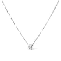10K White Gold 3/10 Carat Round Brilliant-Cut Diamond Modern Bezel-Set Solitaire 16