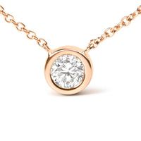 10K Rose Gold 1/2 Carat Round Brilliant-Cut Diamond Modern Bezel-Set Solitaire 16