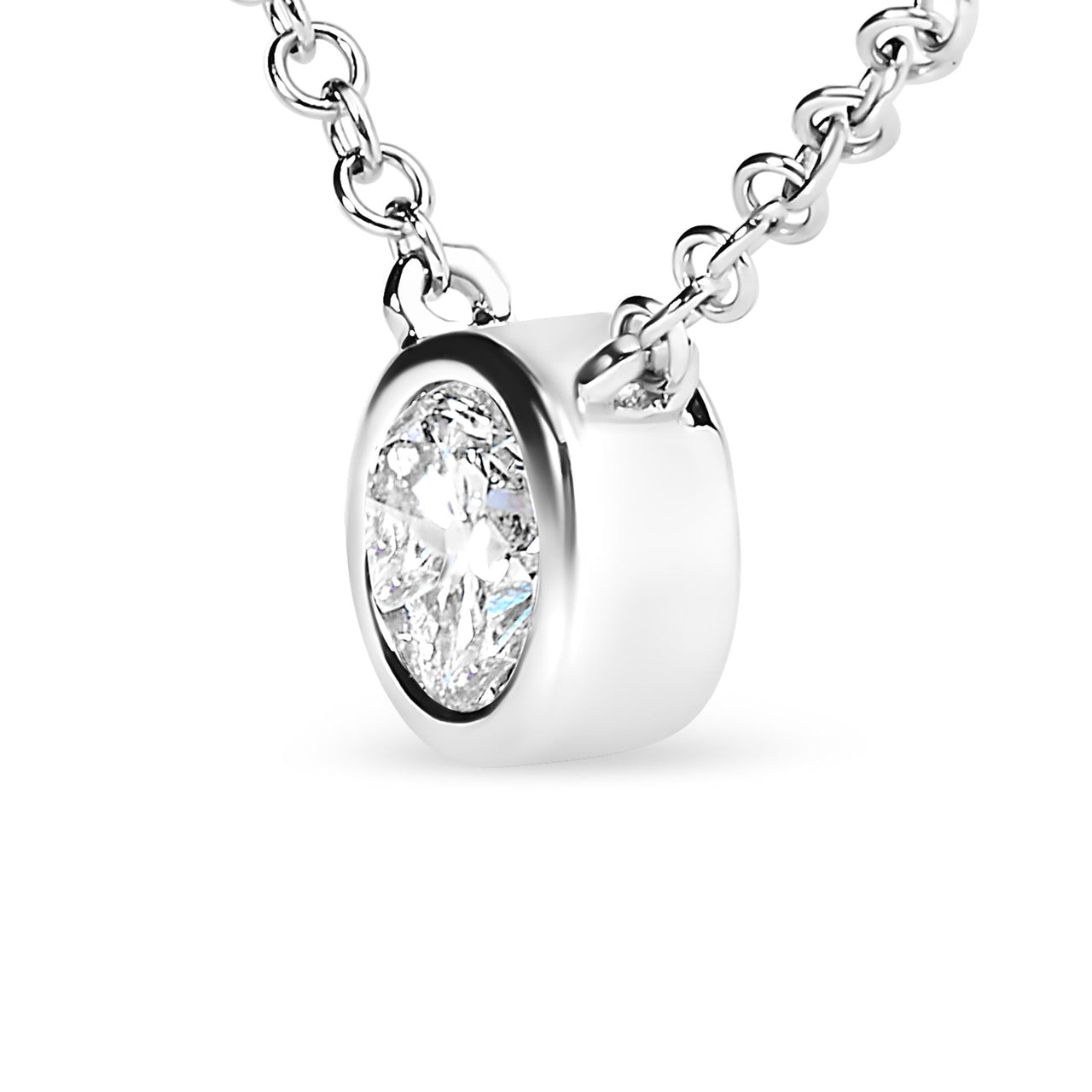 14K Gold Lab Grown Diamond Modern Bezel-Set Solitaire 16"-18" Pendant Necklace (F-G Color, VS2-SI1 Clarity)
