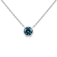 14K White Gold 1/2 Cttw Blue Lab Grown Diamond Modern Bezel-Set Solitaire 16