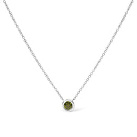 14K White Gold 1/2 Cttw Green Lab Grown Diamond Bezel-Set Solitaire 18