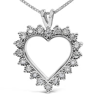 .925 Sterling Silver 1/10 cttw 3-Prong Diamond Open Heart Pendant Necklace (I-J Color, I3 Clarity) - 18”