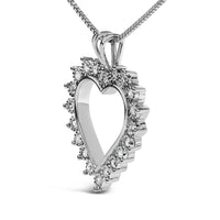 .925 Sterling Silver 1/4 Cttw Miracle Set Diamond Open Heart 18
