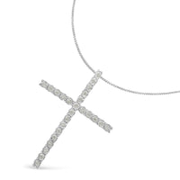 .925 Sterling Silver 1/2 Cttw Brilliant Cut Diamond Miracle-Set Cross 18