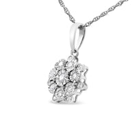 .925 Sterling Silver 1/4 Cttw Miracle Set Diamond Floral Cluster 18