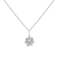 .925 Sterling Silver 1/4 Cttw Miracle Set Diamond Floral Cluster 18