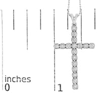 .925 Sterling Silver 1/4 Cttw Diamond Miracle Set Cross Unisex Pendant Necklace 18