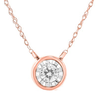 10K Gold Round Brilliant-Cut Diamond Modern Bezel-Set Solitaire Pendant Necklace (J-K Color, I2-I3 Clarity) - 16
