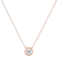 10K Gold Round Brilliant-Cut Diamond Modern Bezel-Set Solitaire Pendant Necklace (J-K Color, I2-I3 Clarity) - 16