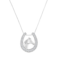 .925 Sterling Silver 1/4 cttw Diamond U Shape Pendant Necklace (I-J, I3-Promo)