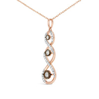 10K Two Toned Gold Plated .925 Sterling Silver 1/2 Cttw Round Diamond Twisted 18