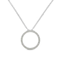 .925 Sterling Silver 1/3 Cttw Round-cut Diamond Open Circle Halo 18