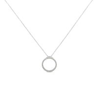 .925 Sterling Silver 1/3 Cttw Round-cut Diamond Open Circle Halo 18