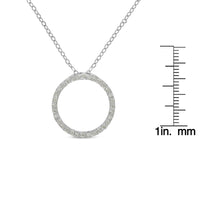 .925 Sterling Silver 1/3 Cttw Round-cut Diamond Open Circle Halo 18