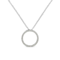 .925 Sterling Silver 1/3 Cttw Round-Cut Diamond Open Circle Halo 18