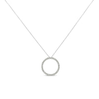 .925 Sterling Silver 3/4 Cttw Round-Cut Diamond Open Circle Halo 18