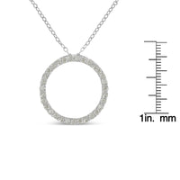 .925 Sterling Silver 3/4 Cttw Round-Cut Diamond Open Circle Halo 18