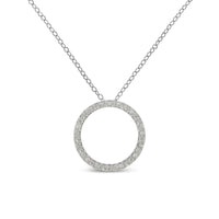 .925 Sterling Silver 3/4 Cttw Round-Cut Diamond Open Circle Halo 18