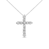 10K Gold 1/2 Cttw Round Brilliant Cut Diamond Cross Pendant Necklace with Box Chain (I-J Color, I1-I2 Clarity) - 18