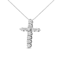 10K Gold 1/2 Cttw Round Brilliant Cut Diamond Cross Pendant Necklace with Box Chain (I-J Color, I1-I2 Clarity) - 18
