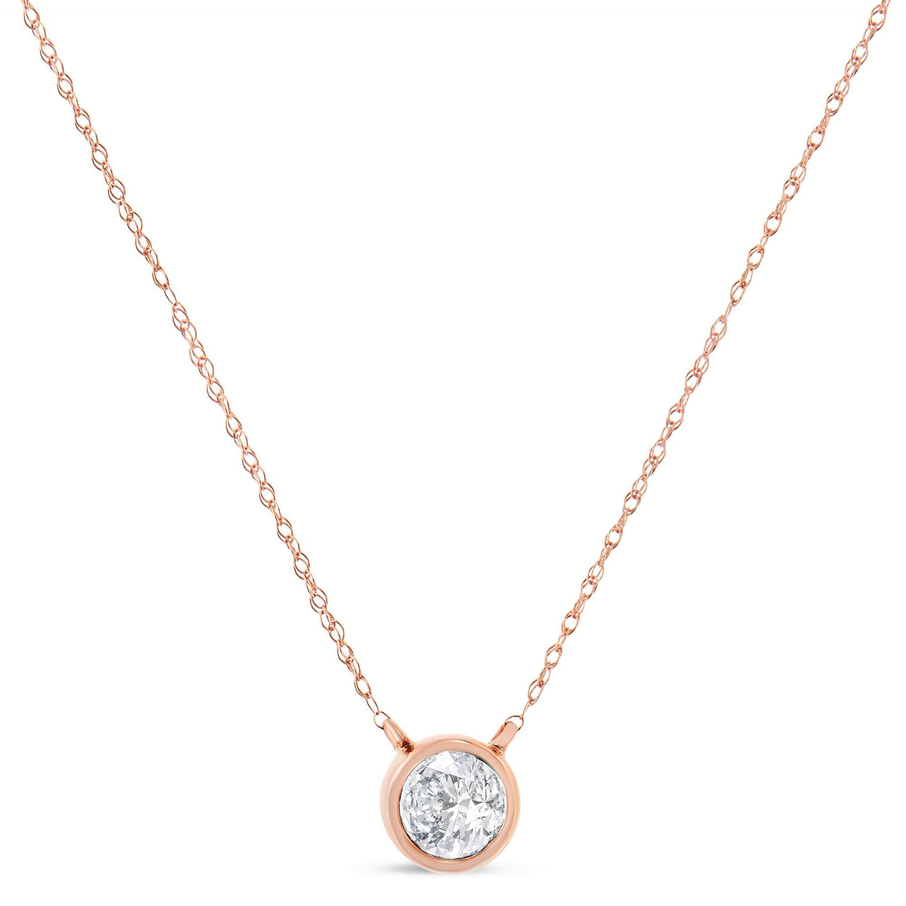 .925 Sterling Silver Round-Cut Diamond Bezel 18" Pendant Necklace (J-K Color, I1-I2 Clarity)
