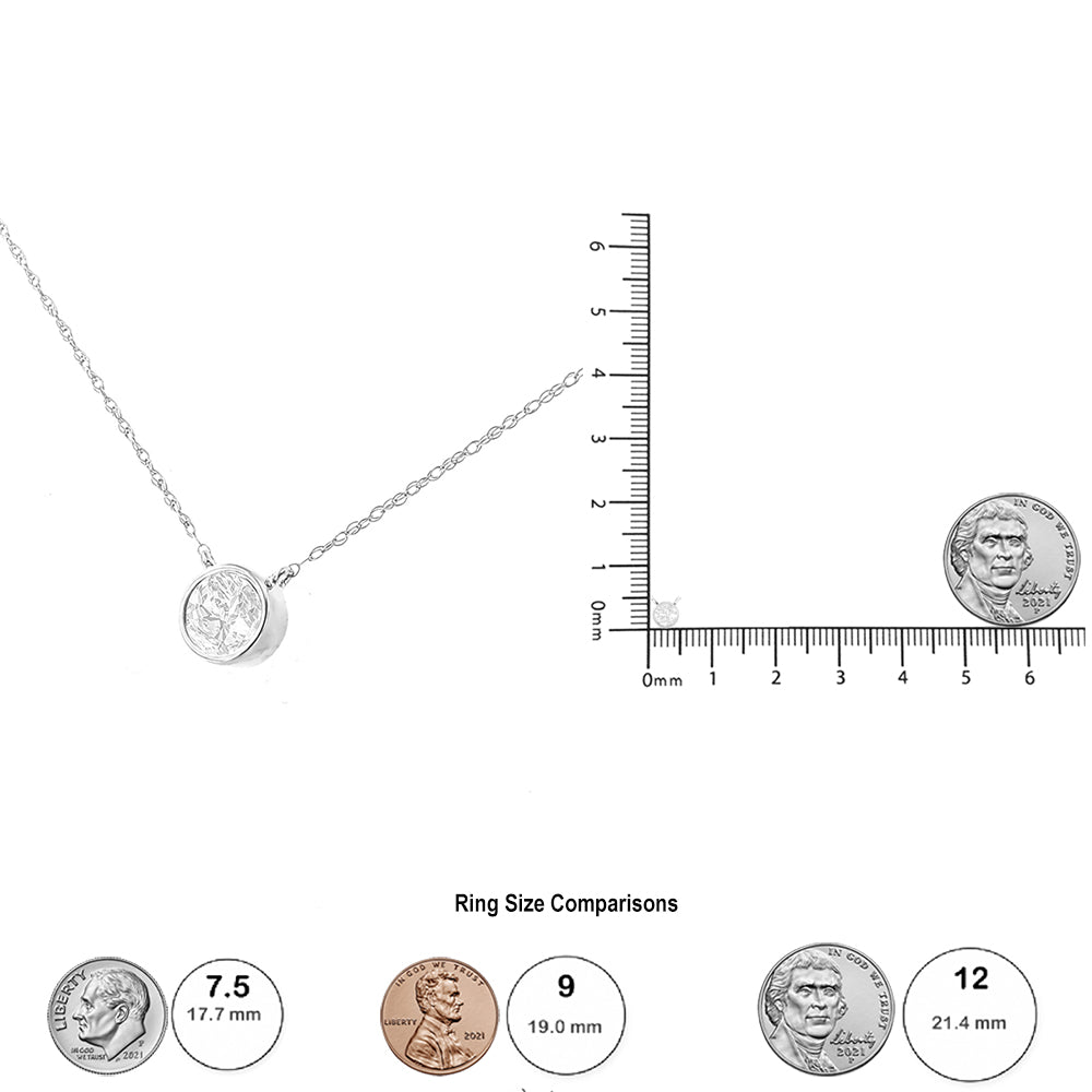 .925 Sterling Silver Round-Cut Diamond Bezel 18" Pendant Necklace (J-K Color, I1-I2 Clarity)