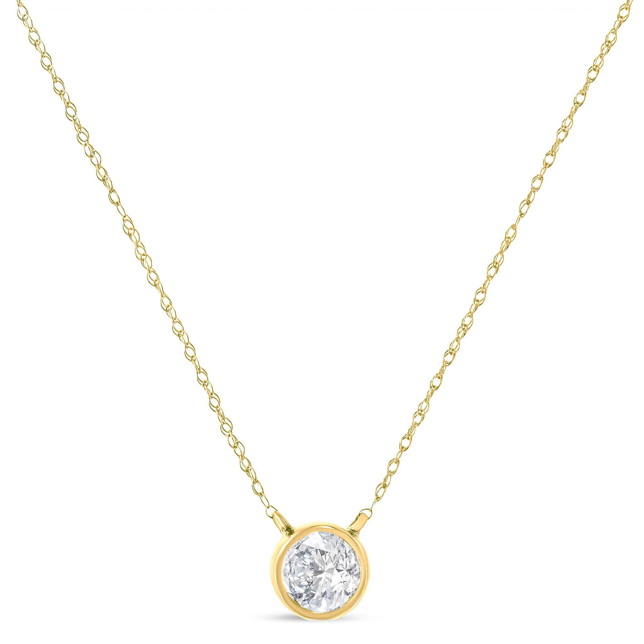 .925 Sterling Silver Round-Cut Diamond Bezel 18" Pendant Necklace (J-K Color, I1-I2 Clarity)