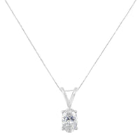 IGI Certified 10KT White Gold Diamond Oval Pendant Necklace (1/3 cttw, H-I Color, SI1-SI2 Clarity)