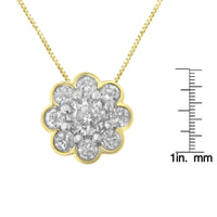 2 Micron 10K Yellow Gold plated .925 Sterling Silver 1/4 cttw Diamond Cluster Pendant Necklace (I-J, I2-I3)