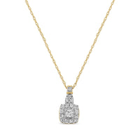 10K Yellow Gold Plated .925 Sterling Silver 1/4 Cttw Diamond Square Pendant Necklace (J-K Color, I1-I2 Clarity) - 18