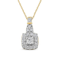 10K Yellow Gold Plated .925 Sterling Silver 1/4 Cttw Diamond Square Pendant Necklace (J-K Color, I1-I2 Clarity) - 18