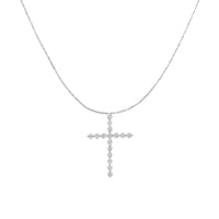 .925 Sterling Silver 1/6 cttw Diamond Cross Pendant Necklace (I-J, I1-I2)