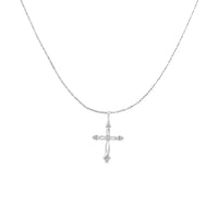.925 Sterling Silver Round Cut Diamond Accent Cross Pendant Necklace (1/15 cttw, I-J Color, I3 Clarity)