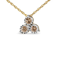 14K Yellow Gold Plated .925 Sterling Silver 1/4 Cttw Diamond 3 Stone Trio 18