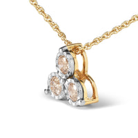 14K Yellow Gold Plated .925 Sterling Silver 1/4 Cttw Diamond 3 Stone Trio 18
