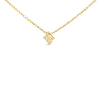 10K Gold 1/10 Cttw Bezel Set Solitaire Princess Cut Diamond Kite Shaped Pendent Necklace - 18