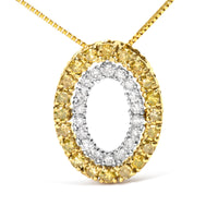 14K Yellow Gold Plated .925 Sterling Silver 1/2 Cttw Color Treated Diamond Double Oval Shape 18