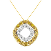 14K Yellow Gold .925 Plated Sterling Silver 1/2 Cttw Treated Yellow Diamond Double Cushion Shaped 18